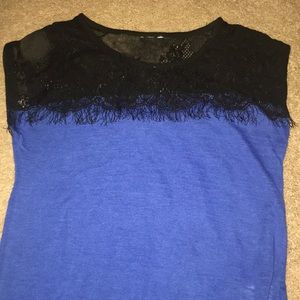 blue and black shirt
